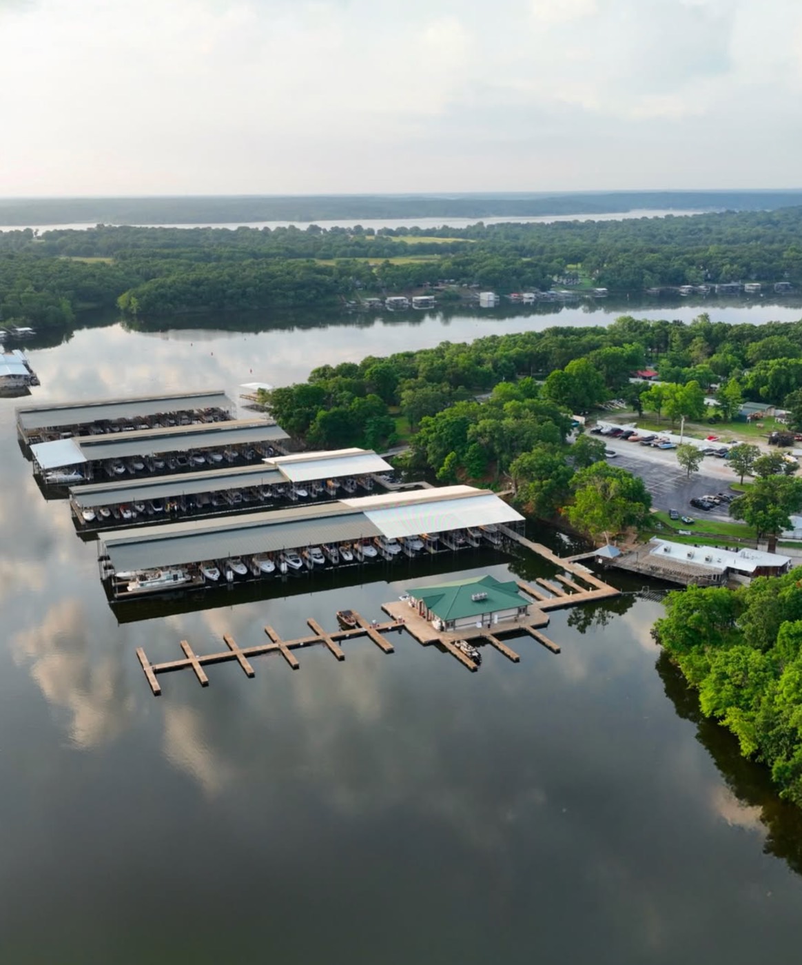 Covered slips on the water at Lake Eufaula