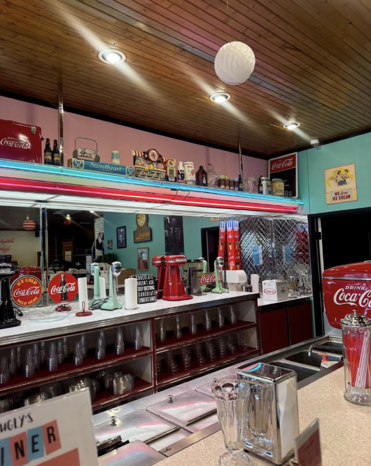The restored 1958 soda fountain at Ugly's